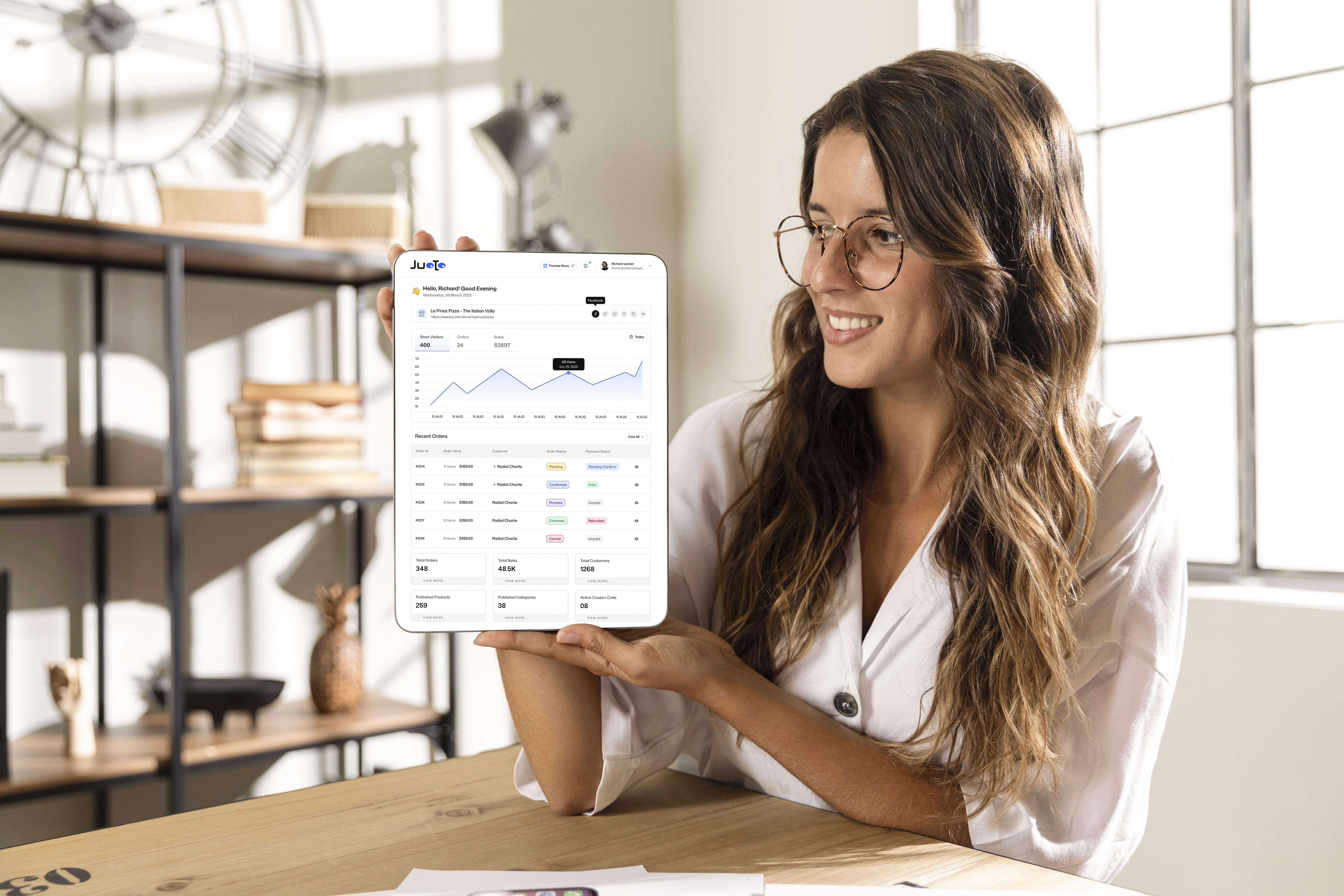 Merchant managing orders on the Juoto dashboard